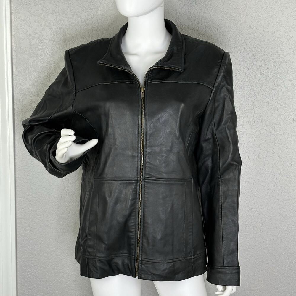 Preston & York Womens Genuine Lamb Skin Leather Jacket Butter Soft Black L